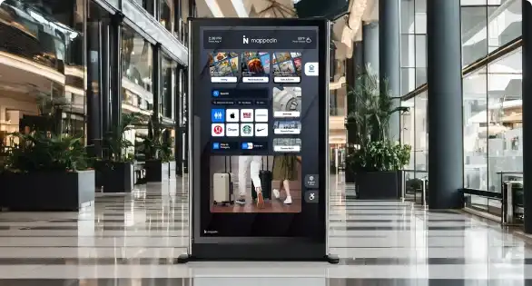 A mappedin directory kiosk in a mall